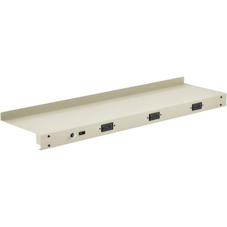 Global Industrial Steel Upper Shelf W/ 3 Duplex Outlets, 48inW x 12inD, Tan 249294CTN